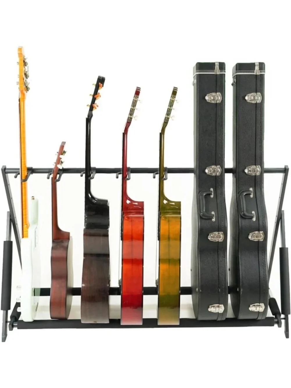 Foldable Multi Guitar Stand Rack - 7 Holder, Adjustable Height & Width, Easy